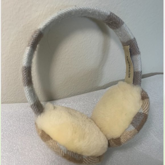 Burberry Earmuffs - Cashmere Baby Blue/Tan Classic Check - Picture 1 of 4